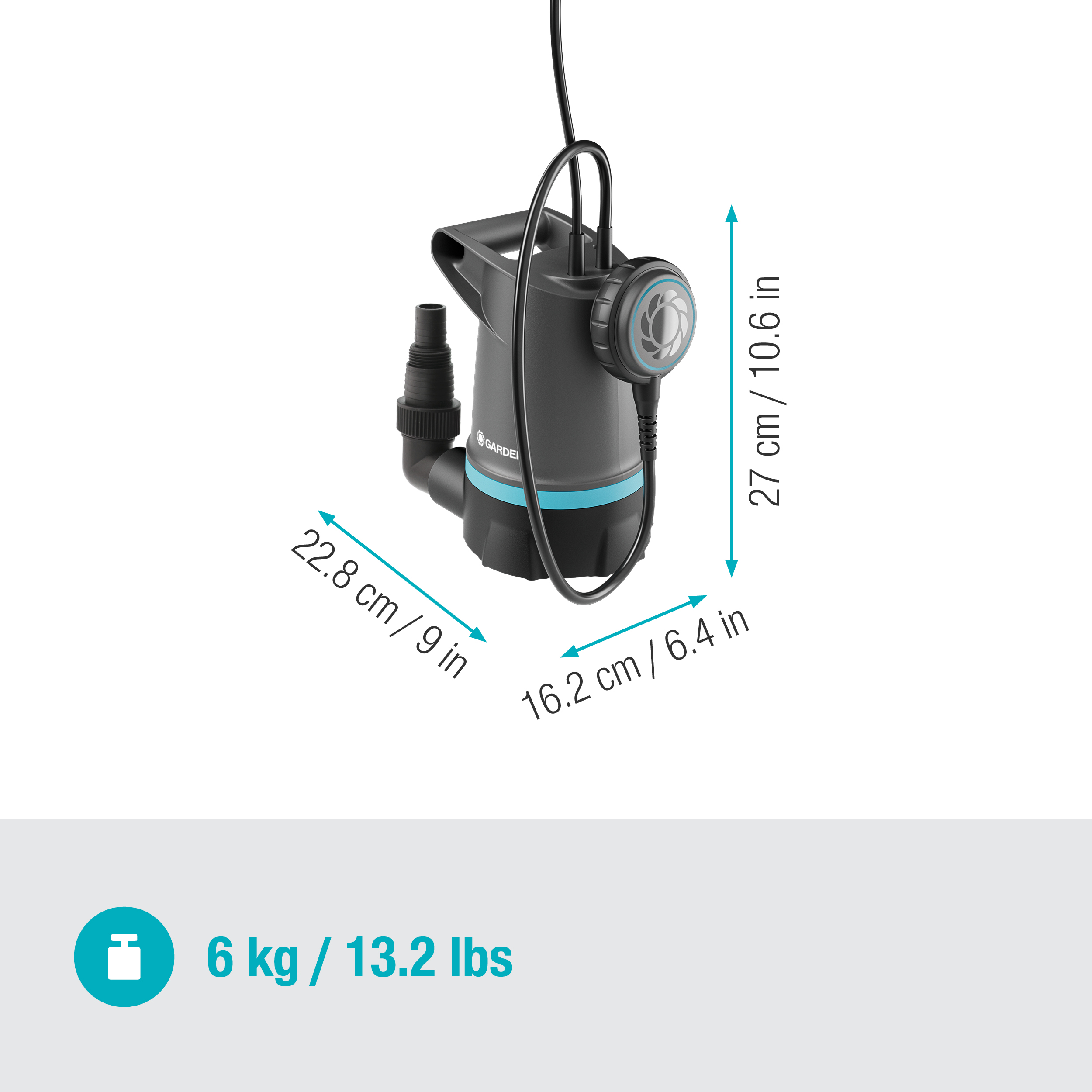 2v1 potopna črpalka za čisto vodo 20000 BASIC, 20.000 l/uro, s plovnim stikalom