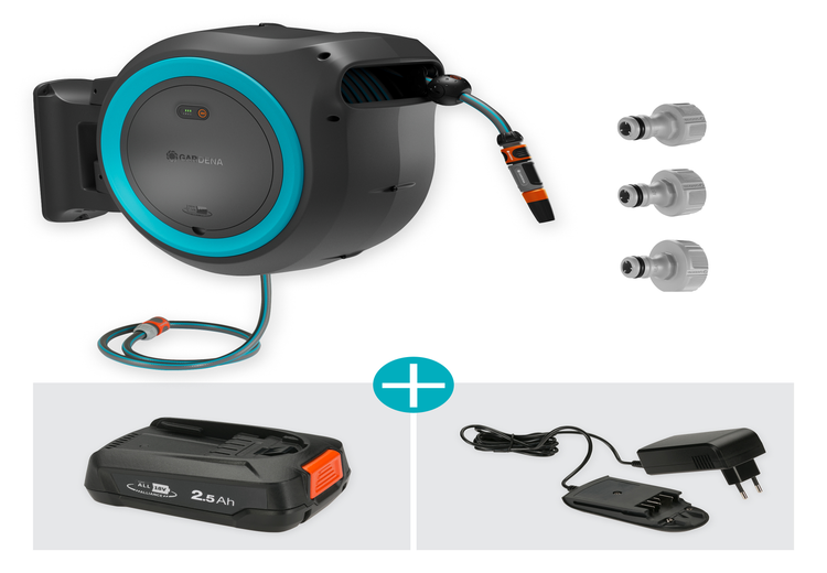 Battery Wall-Mounted Hose Box PowerRoll XXL Set