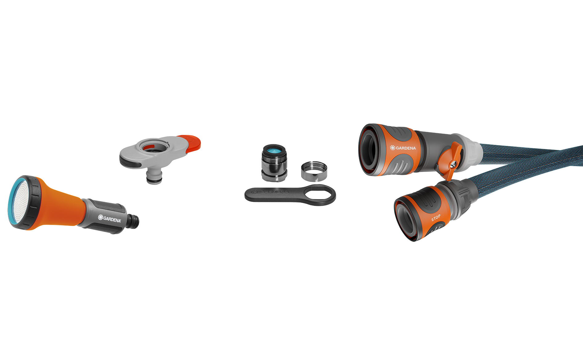 Tekstilinės žarnos Liano&trade; 10 m su čiaupų jungtimi vidaus čiaupams rinkinys