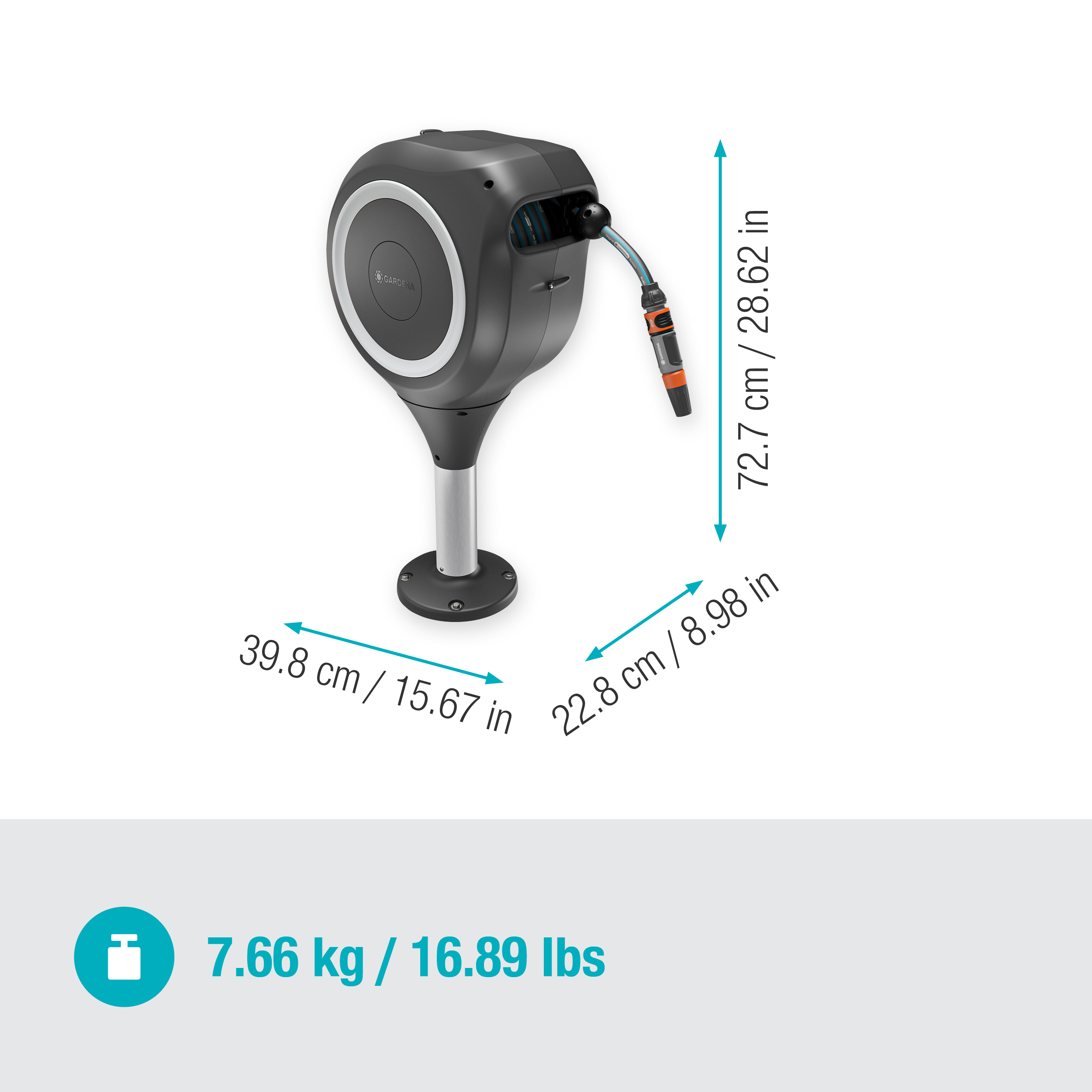 D&eacute;vidoir automatique pour terrasse RollUp S, blanc, tuyau de 15 m