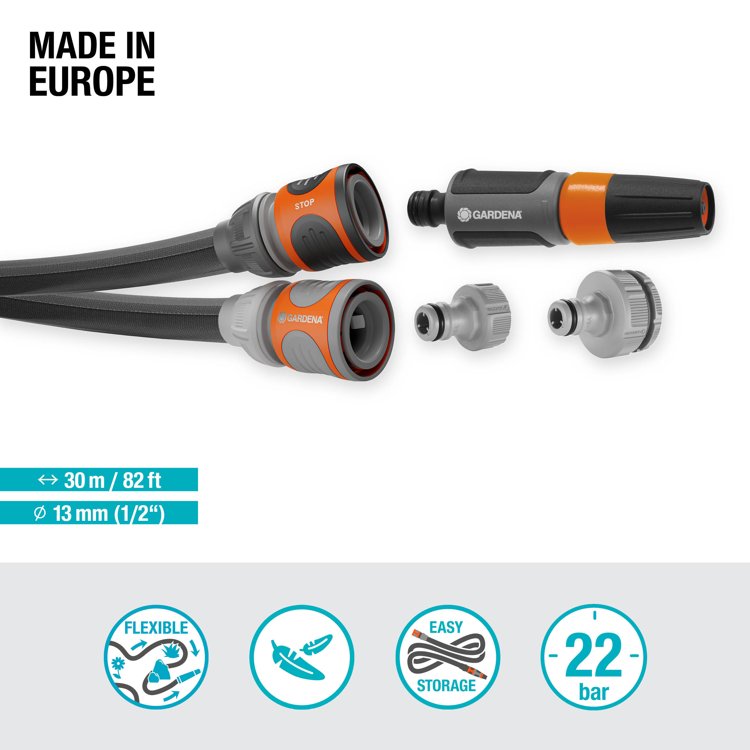 Textile Hose Liano&trade; Life 13 mm (1/2") 30 m Set with Nozzle