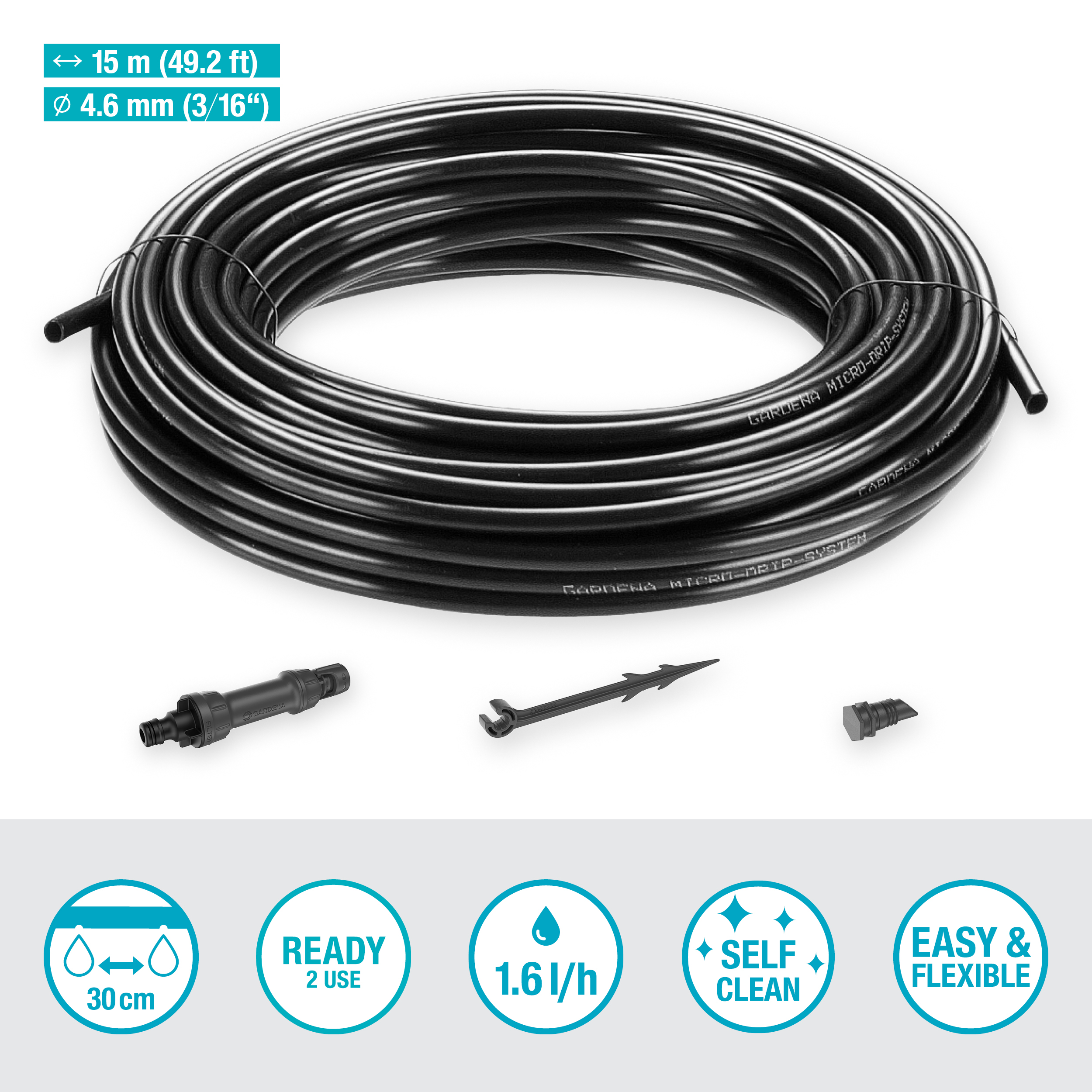 Micro-Drip-System Start Set per Filari di Piante S (15 m)