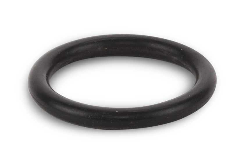 A black rubber O-ring displayed on a plain background.